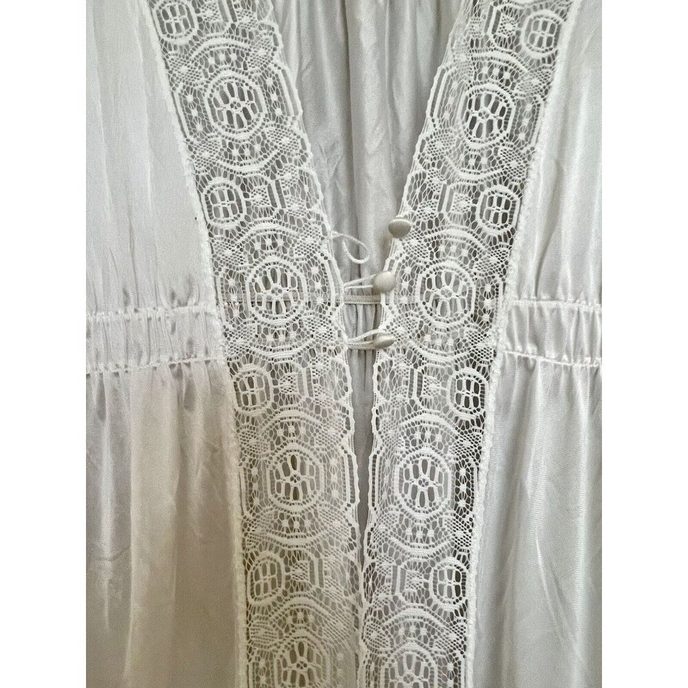 MISS ELAINE maxi peignoir robe lingerie lace Vintage Bridal Sissy S M Dressing - Picture 6 of 8